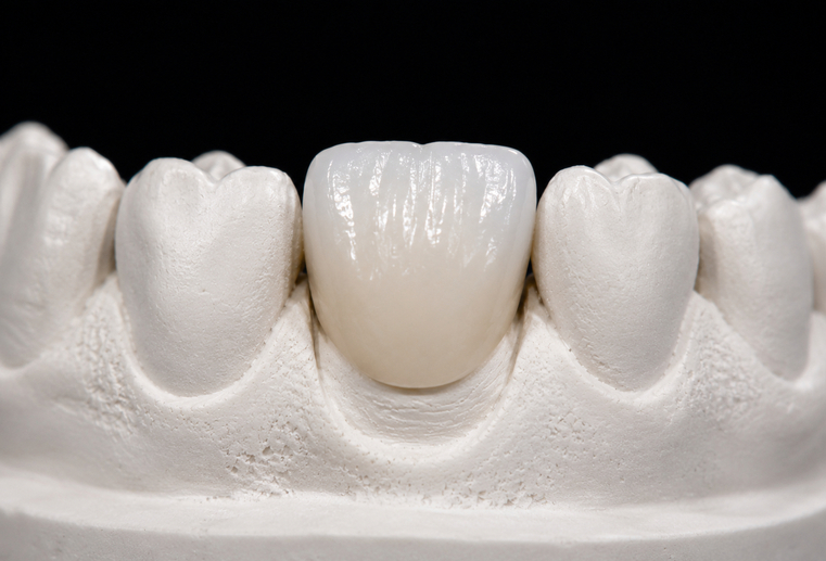 Coroană dentară ceramică pentru restaurare estetică realizată la STOMESTET Cluj