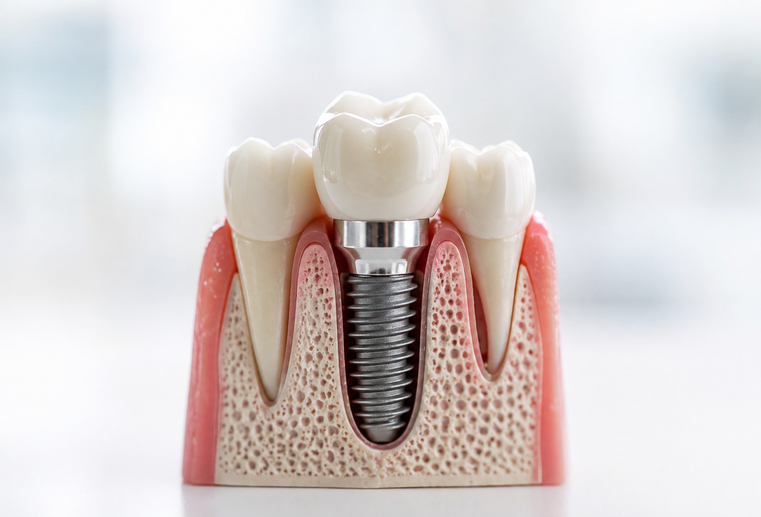 Coroană dentară fixată pe implant Neodent după perioada de vindecare